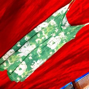 Green floral print summer dress